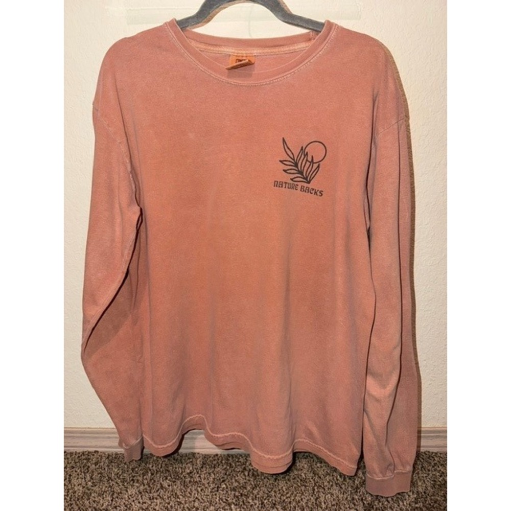 Nature Backs Comfort Colors Long Sleeve Graphic T-Shirt Terracotta Orange Large